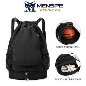 MENSPE Drawstring Backpack Bag Outdoor Waterproof Gym Backpack Sports Yoga Gym Swim Bag Backpack for Kids Men Women With Shoe Compartment