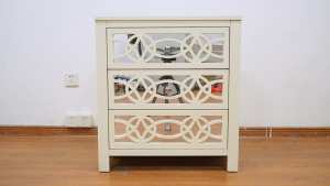 Home Bedroom Dressing Table With 3 Mirrored Drawers Small Vanity Table Multi-Space Drawer Storage Bedside Cabinet