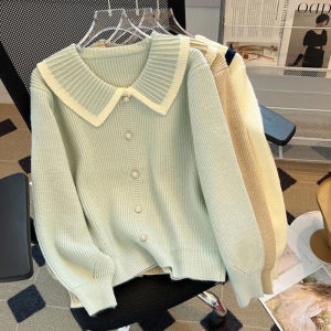 ชุดผู้หญิงไซส์ใหญ่เสื้อไหมพรมคอบัวสวยหวานยอดนิยมในปีนี้เสื้อผ้าถักสไตล์ตะวันตกลดอายุออกแบบพิเศษใส่ช่วงฤดูใบไม้ร่วงและฤดูหนาวสำหรับผู้หญิง