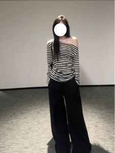 Slim Fit Striped Long Sleeve T-Shirt Womens Style Korean Fashion plus Size Autumn New Design Casual Comfortable Top Trendy