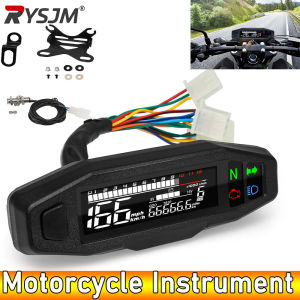 AD Motorcycle Speedometer Universal LED Tachometer Digital Dashboard Km/h MPH Odometer Meter Motor Gauge Sensor + Y/Z/W Bracket