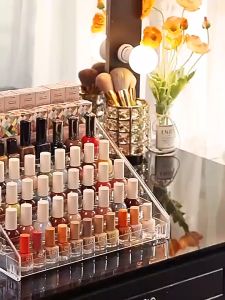 O-New 5/6/7 Layer Acrylic Nail Polish Display Rack Display Stand Lipstick Shelf Perfume Organizer Stand Essential Oils Storage