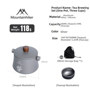 Mountainhiker | Outdoor Portable Large Capacity Tea Set Kit 1 Pot Multiple Cups