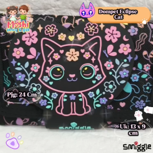 Dompet Lipat Anak Motif Black Cat / Dompet Anak Perempuan Motif Kucing / Dompet Anak Perempuan Eclipse Cat / Wallet Girl Cat