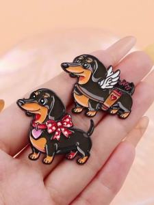 2 Chiếc Dachshund Tráng Men Pin Bộ Hoạt Hình Chó Thổ Cẩm Thời Trang Ve Áo Phù Hiệu Hợp Kim Kẽm Người Yêu Thú Cưng Quà Tặng Dành Cho Nữ