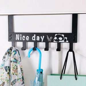 Gantungan Belakang Pintu Motif Nice Day Bahan Besi Baja Stainless Steel Warna Hitam dan Putih 6 Kait
