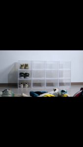 Magnetic PP Shoe Box Organizer Plastic Transparents Shoe Box Stackable DIY Storage Box