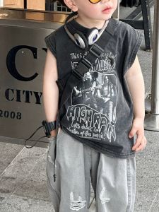 Áo Thun Cotton Mùa Hè Cho Bé Trai Tay Ngắn Rộng Rãi Mỏng Phong Cách Hàn Quốc Thường Ngày Thoáng Khí Cổ Tròn Họa Tiết Hoạt Hình