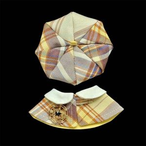 Sweet Cute Plaid Hat Cotton Doll Clothes Set without Attributes 10cm Proportional Adorable Outfit for Boys And Girls