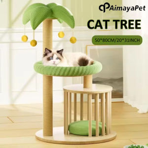 AIMAYAPET Cat Climbing Frame Integrated shelf Coconut Tree Column Jumping Platform Universal for All Seasons