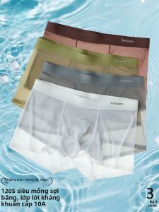 MiiOW | Quần lót nam Ice Silk kháng khuẩn thoáng khí mùa hè quần lót nam cạp vừa màu trơn bằng nylon và polyester