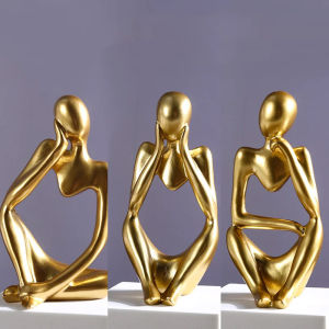 The Thinker set Abstract Statues Sand Color Sculptures Yoga Figurine Nordic Living Room Decor Decoration Room Desk Ornaments