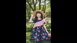 Dress Midi Anak Perempuan Korean Style Motif Mawar Bahan Brukat Korneli Bordir Import Mix Ceruty