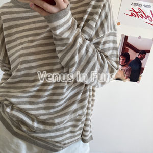 Áo Thun Dệt Kim Tay Dài Mùa Hè Thoáng Khí Chống Nắng Áo Thun Cổ Tròn Rộng Rãi Nhẹ Nhàng Thời Trang Retro Giản Dị