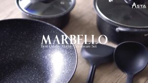 ASTA Panci Set Marbello Lengkap 7 Pcs Anti Lengket | Kitchen Set Wajan Anti Lengket Cookware