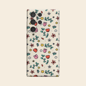 Doodle Tulip Floral Luxury Fashion Full Lens Protective Case for Samsung Galaxy S26 S25 S24 A56 A36 Plus Ultra