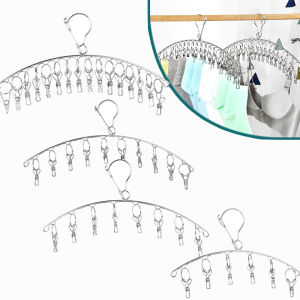 20/16/10 Clips Stainless Steel Clothes Hanger Sock Bras Towel Underwear Hangers Windproof Clip Drip Hanger Drying Rack