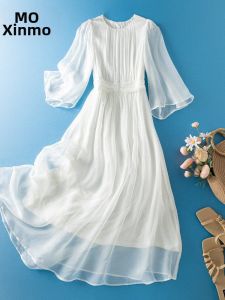 XMO | Gentle Fairy Silk Dress Mid-Sleeve Summer