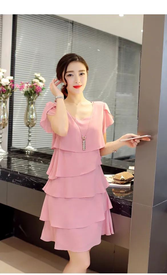 green emerald velvet dress Korean Style] Off-white Blue Flowy Chiffon Short Dress  Ordicle