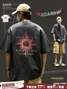 Áo Thun Nam Tay Ngắn Mùa Hè Mới in Hình Nước Phong Cách Mỹ Nặng Nửa Tay Rộng Rãi Thời Trang Thương Hiệu Áo Thun Cotton Thoáng Khí