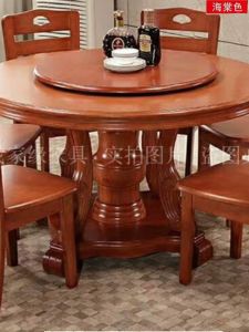 Large round Solid Wood Dining Table Rubber Wood Restaurant Home Table Small Apartment 1 Meter 1 Small Household Dining Table