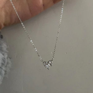 ANENJERY Silver Color Zircon Heart Necklace for Women Shiny Clavicle Chain Jewelry Gift Wholesale