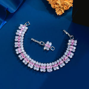 SEQUITO Temperament Women Jewelry Pave Setting Multicolor AAAAA Cubic Zirconia Silvery Daily Party Bracelet B399