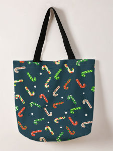 Christmas themed printed casual handbag reusable fashionable backpack multifunctional handbag canvas shopping bag