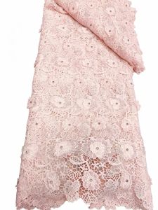 African Stones Milk Silk Cord Lace Fabric 2026 High Quality 5 Yards Nigerian Wedding Dress Sewing Lace for Bridesmaid Dresses