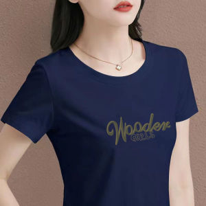 Pure Cotton round Neck Short Sleeve T-Shirt Womens Summer New Korean Style Slimming Fashionable Age-Defying Best-Selling Versatile Shirt