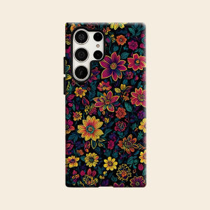 dark vibrant floral Luxury Fashion Full Lens Protective Case for Samsung Galaxy S26 S25 S24 A56 A36 Plus Ultra