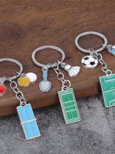 Creative Football Basketball Badminton Keychain Pendant Sports Event Competition Commemorative Mini Gift Zinc Alloy Keyring