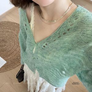 XUECAIQI | Early Autumn Travel Knit Top and Lace Skirt Set