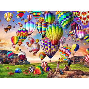 Jigsaw Puzzle 500/1000/1200/2000PCS Hot Air Balloon Scene Brain Teaser Calming Activity Decor Gift