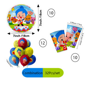 Clown Anime Balloons Plates Cups Combination Creative Decorations Fashion Tableware Kit for Birthday Party Arrangements