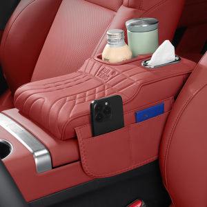 Car Center Console Cushion Pad Car Armrest Box Heightening Pad With Side Storage Bag With Tissue Box 2 Cup Holder For MG 6 3 5 7 TF ZR ZS HS GS GT Hector RX5 RX8 350 550 ﻿