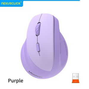 NexusClick Left-Handed Vertical Ergonomic Wireless Mouse 2.4G BT Dual Mode 2400 DPI Silent Rechargeable for Laptop Office Gaming