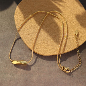 BESFOME Tarnsih Free Stainless steel 18k Gold Plated Jewelry Engraved Words Twisted Bar Waterproof Necklace