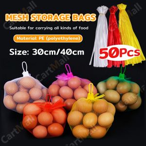 50pcs Mesh Storage Bags Egg Packaging Bag Reusable Net Bags Storage Fruits Seafood