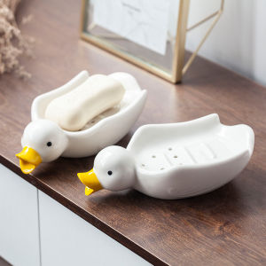 Đĩa Xà Phòng Gốm Thoát Nước Thiết Kế Vịt Dễ Thương