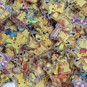 Bandai | 50pcs/set Cartoon Pokemon Resin DIY Accessories Cute Pikachu Laminating Acrylic Cream Glue Phone Case Pocket Monsters Patch