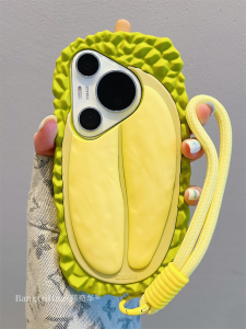 Creative Cartoon Durable Silicone Phone Case for Huawei Pura70 Pro+ Mate60 Pro+ Mate40 pro with Woven Lanyard Simple Style Protective Cover for Women