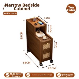 FANTANYIPIN | Space-saving Mobile Narrow Bedside Storage Cabinet