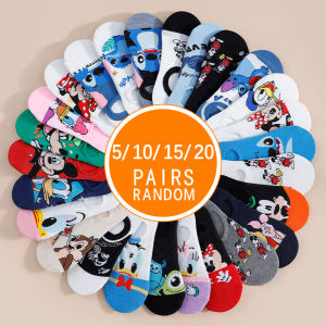 Disney | 10 Pairs of Novel and Interesting Cartoon Womens Short Socks for Summer Lightweight and Breathable All Season Ankle Socks