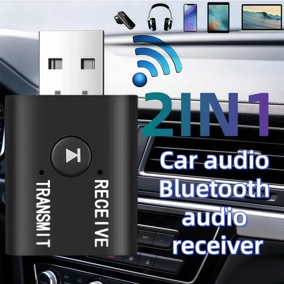 USB Bluetooth 5.0 Adapter 2 in 1 Transmitter Receiver 3.5mm AUX