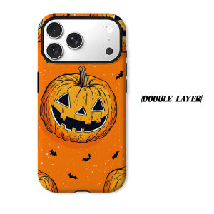 Halloween Pumpkin Bat Print Phone Case for iPhone 18 17 16 15 14 13 12 11 Air Pro Max Plus Double-layer Cover