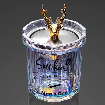 Creative Office Home Use Ashtray with Cover Anti-Dust Fly Ashtray Decorative Glass Ashtray from China Mainland