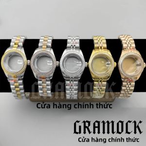 GRAMOCK 31mm/28mm Vỏ Đồng Hồ Sửa Đổi Một Phần Kim Cương Bạc Vàng Hồng Thép Không Gỉ Chống Thấm Nước Dành Cho Nữ NH05 NH06