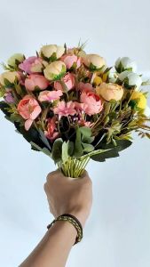Bunga Ranumculus Duri Mawar Mini Kuncup Artificial Cabang 5 - Palsu Buatan Hiasan Dekor Meja Dekorasi Pelaminan