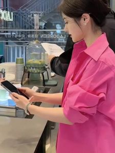 Dopamine Style Pink Shirt
